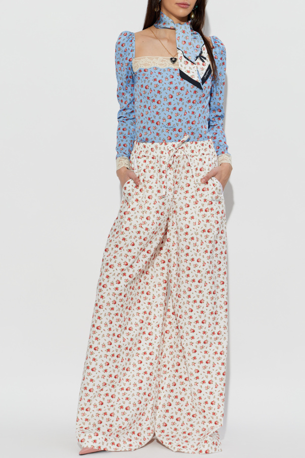 Dolce & Gabbana Silk top with lace trim