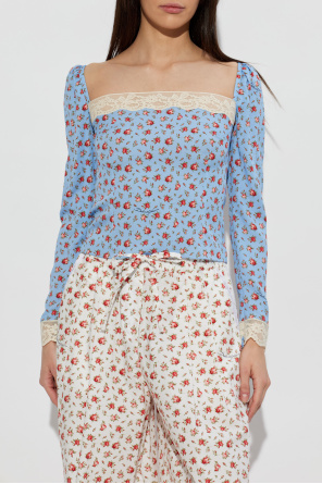 Dolce & Gabbana Silk top with lace trim