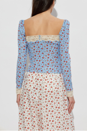 Dolce & Gabbana Silk top with lace trim