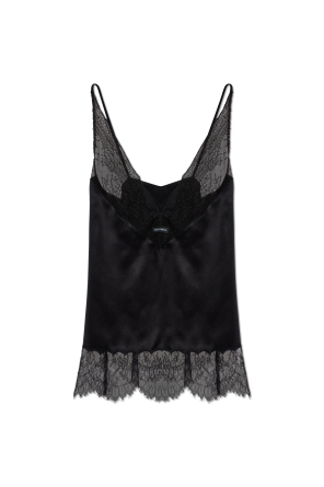 Silk top with lace trim