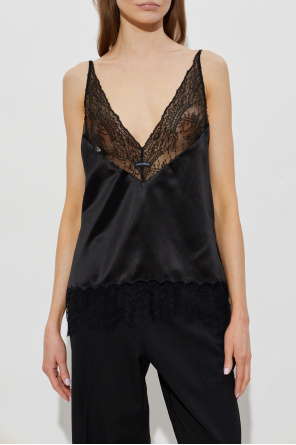 Dolce & Gabbana Top de seda con acabado de encaje