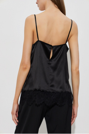 Dolce & Gabbana Top de seda con acabado de encaje
