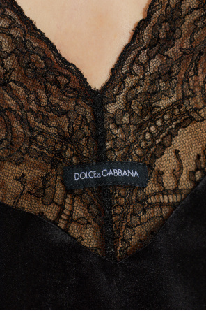 Dolce & Gabbana Top de seda con acabado de encaje