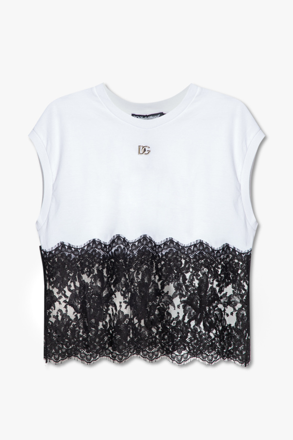 dolce wool & Gabbana Lace-trimmed T-shirt