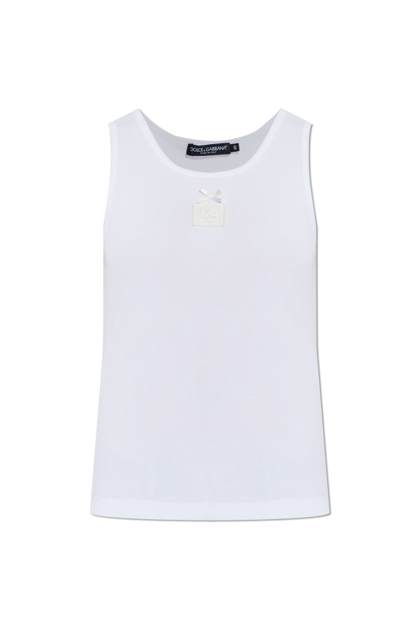 Ribbed top with logo patch od Dolce & Gabbana