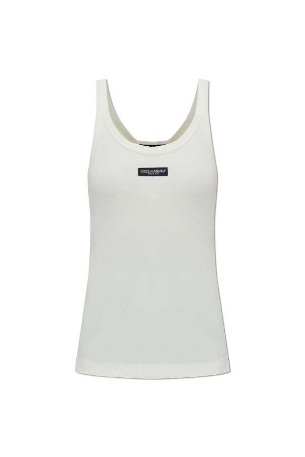 Ribbed top with logo patch od Dolce & Gabbana