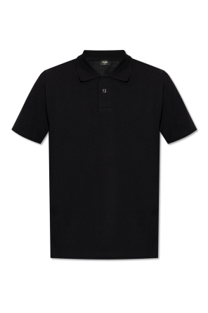 Polo with logo-shaped appliqué