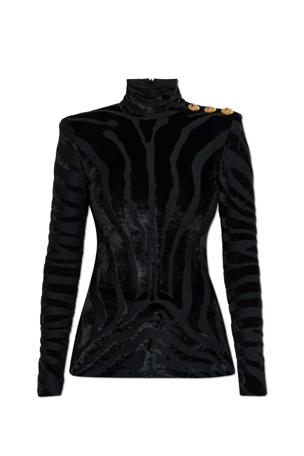 Top with a stand-up collar od Balmain
