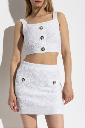 Balmain Top de tweed con tirantes