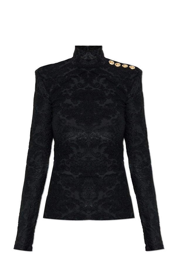Top with a stand-up collar od Balmain