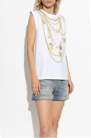 Balmain Top with print and appliqués