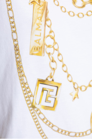 Balmain Top with print and appliqués