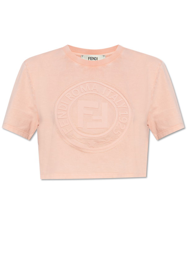 Short T-shirt with embossed logo od Fendi
