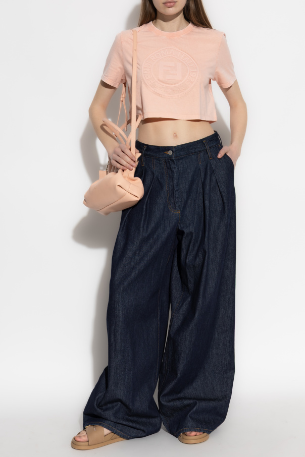 Fendi Kurzes T-Shirt mit erhabenem Logo