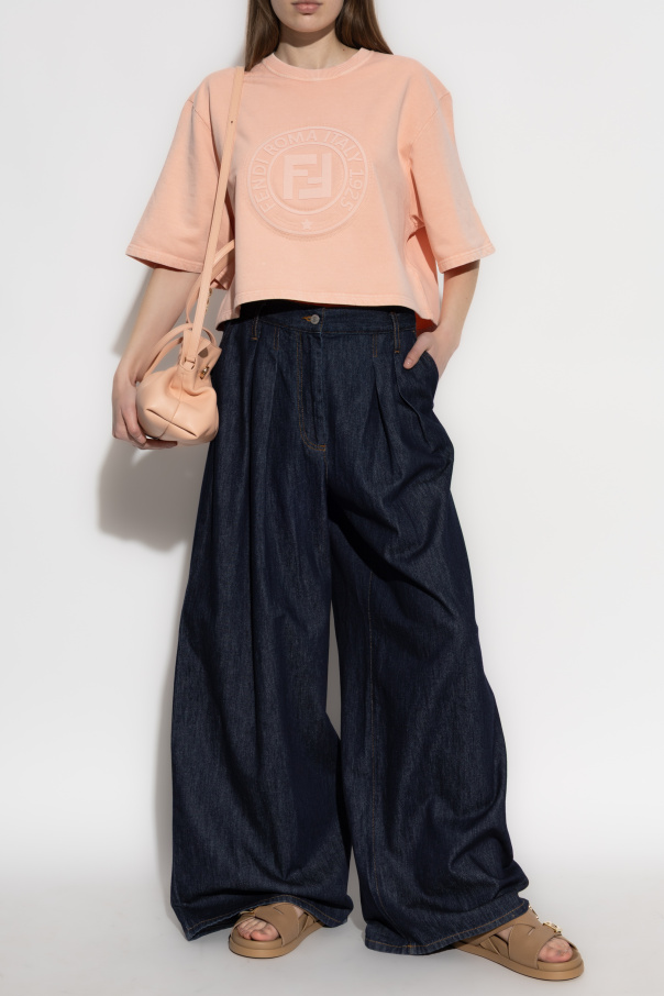 Fendi Short T-shirt with embossed logo