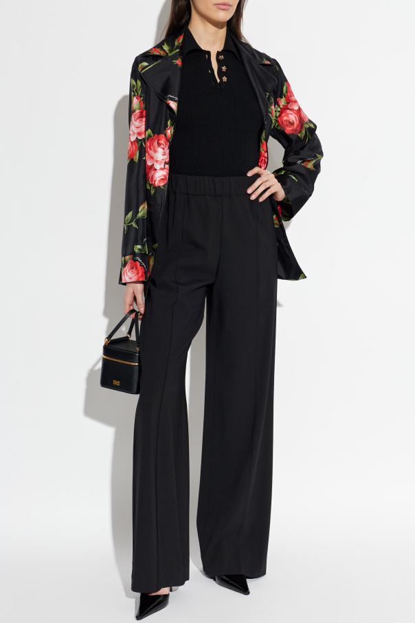 Dolce & Gabbana Prążkowane polo z połyskującymi guzikami