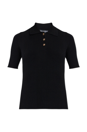 Ribbed polo with shimmering buttons od Dolce & Gabbana