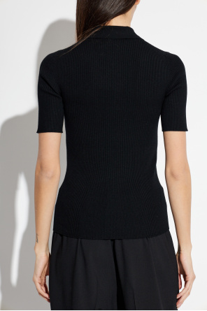 Dolce & Gabbana Prążkowane polo z połyskującymi guzikami