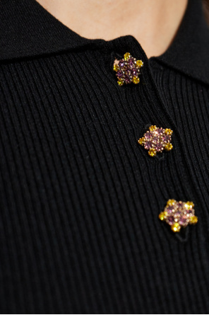 Dolce & Gabbana Prążkowane polo z połyskującymi guzikami