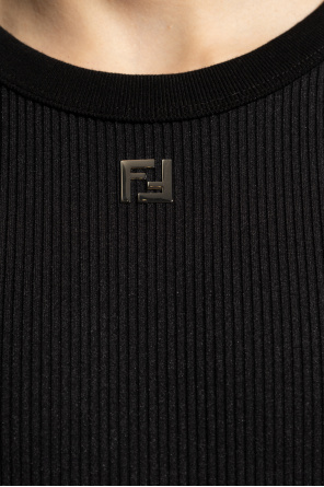 Fendi Prążkowany top z logo