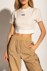 ADIDAS Originals cream Cropped T-shirt with logo