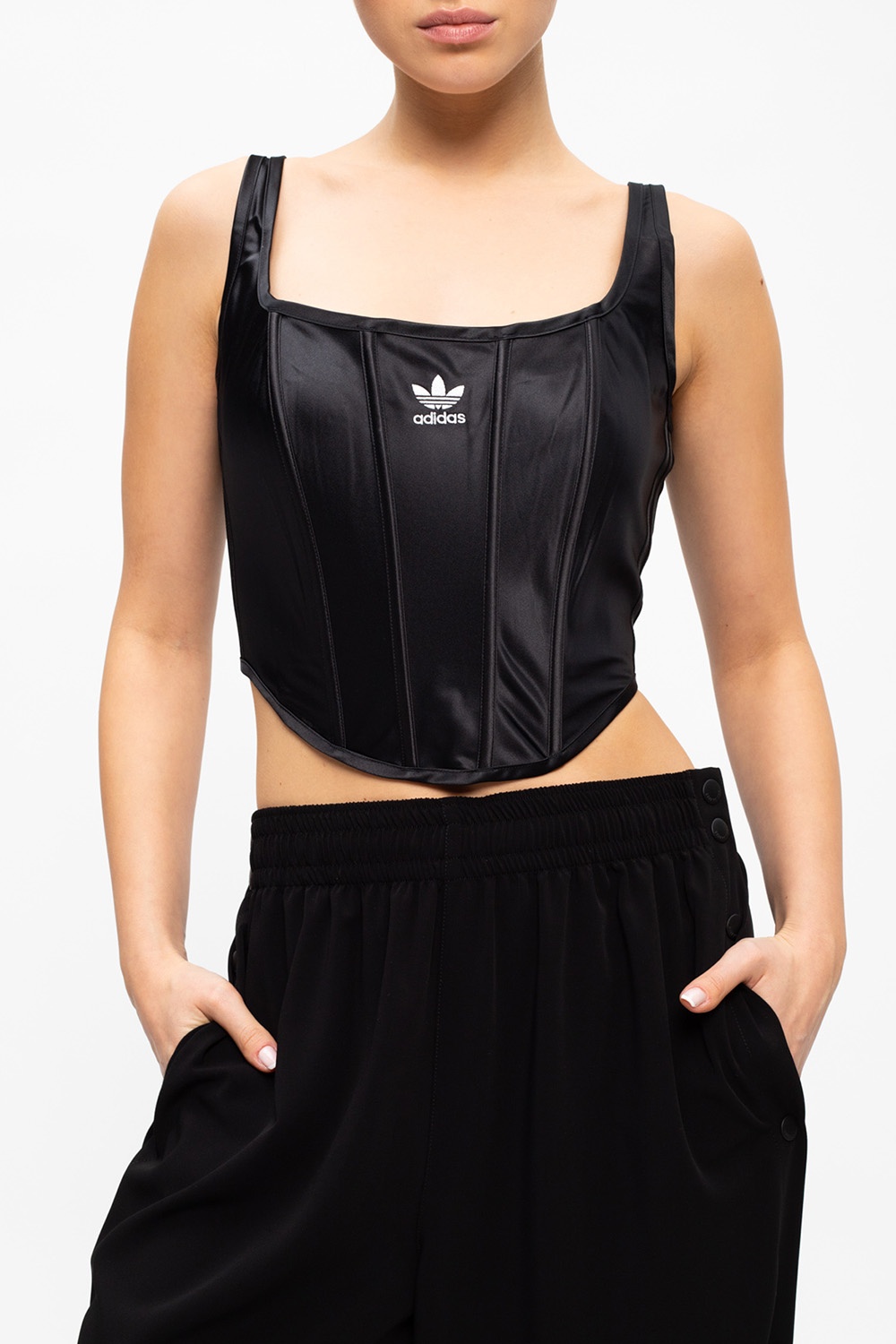 Adidas corset-style square-neck Cropped Top - Farfetch
