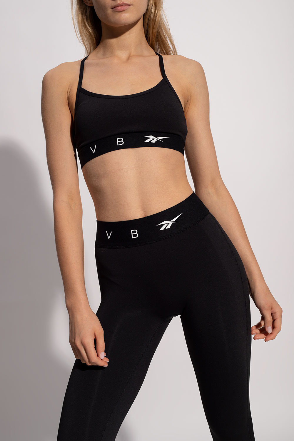New Reebok by Victoria Beckham black T t-back sports bra small designer S XS