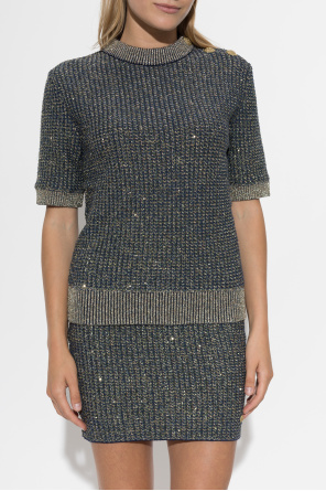 Balmain Top mit Lurexfaden und schimmernden Pailletten