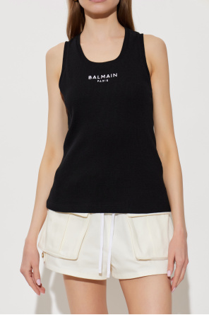 Balmain Ribbed top with embroidered logo