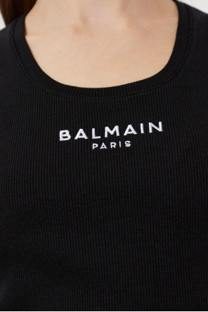 Balmain Ribbed top with embroidered logo