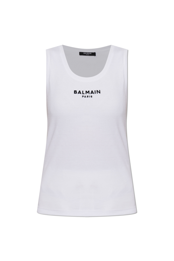 Ribbed top with embroidered logo od Balmain