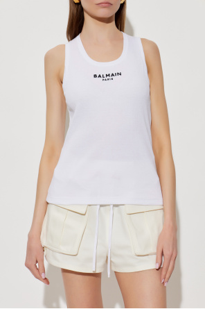 Balmain Ribbed top with embroidered logo