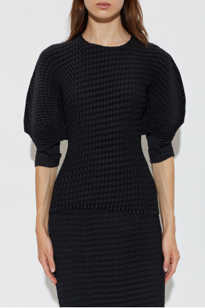 Issey Miyake Top plisado con mangas cortas