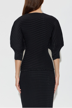 Issey Miyake Top plisado con mangas cortas