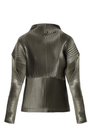Pleated mock neck top