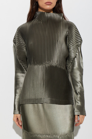 Issey Miyake Top plisado con cuello subido