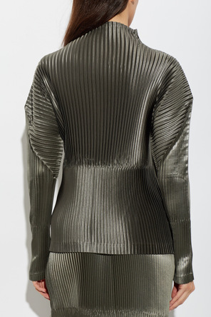 Issey Miyake Top plisado con cuello subido