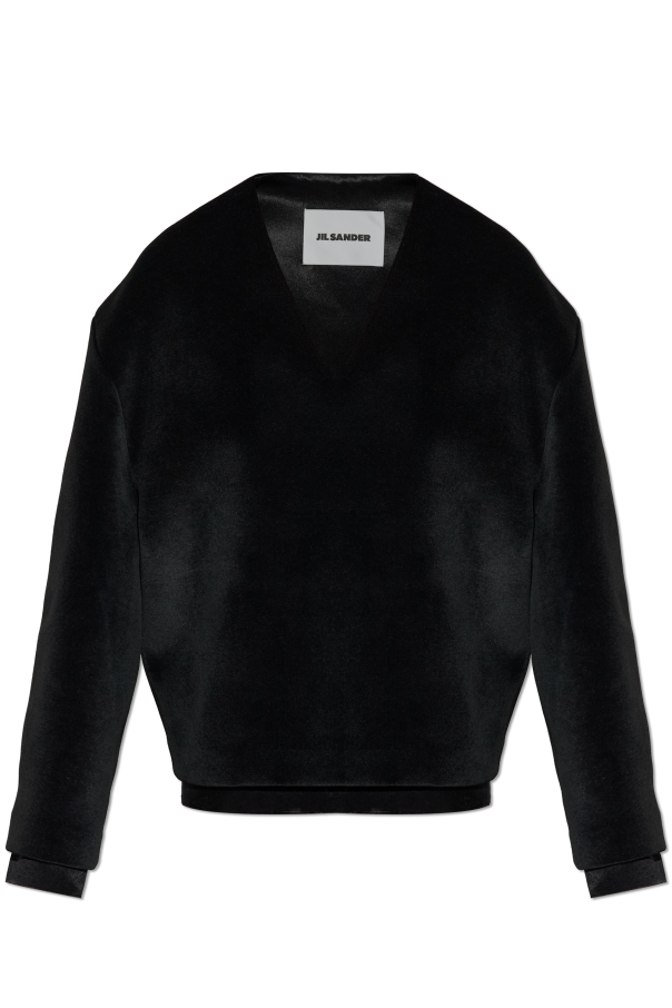 Velvet blouse with a V-neck od JIL SANDER