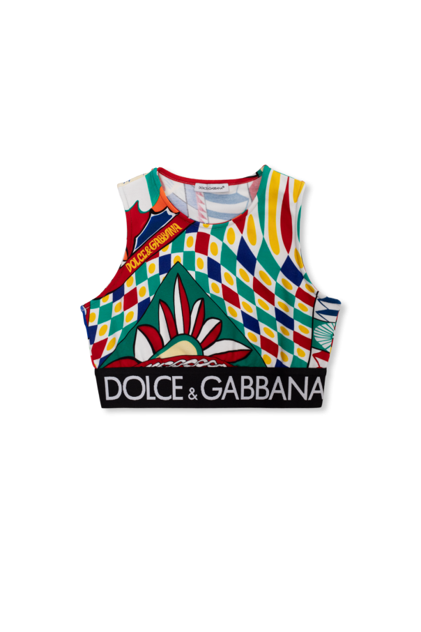 Dolce & Gabbana Kids crest embroidered sweater Cropped tank top