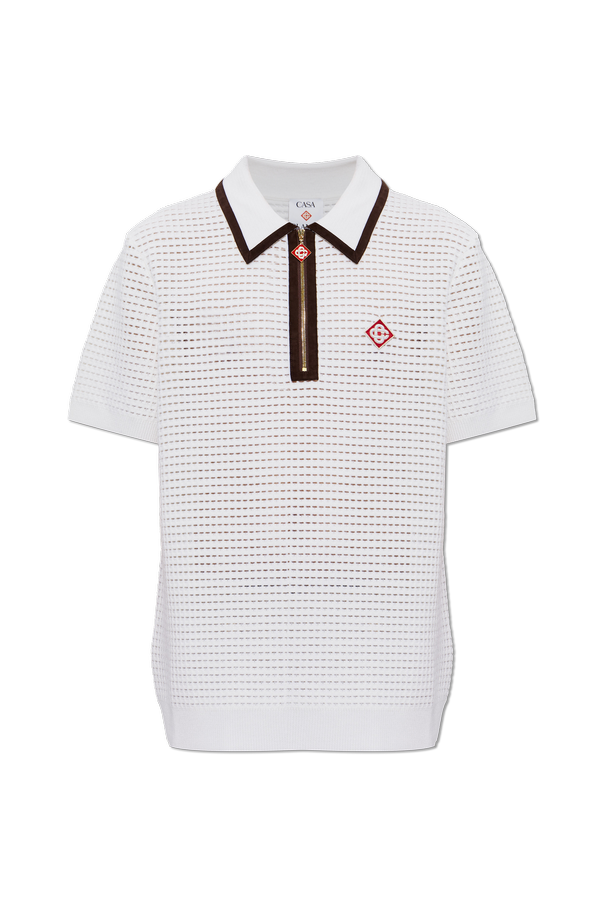 Wool polo shirt with logo patch od Casablanca