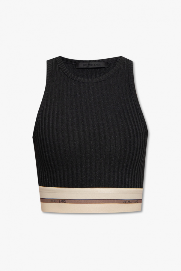 NEW Helmut Lang Ribbed Crop Tank Top Black Size XS