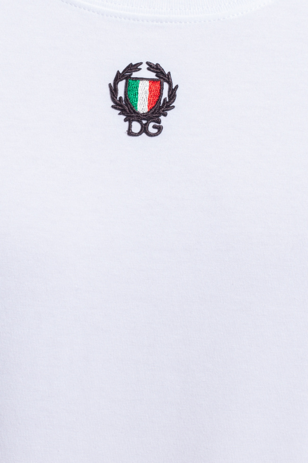 dolce Branded & Gabbana embellished-logo hair clip Sleeveless T-shirt