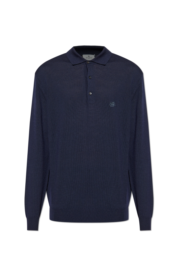 Wool polo shirt with long sleeves od Etro