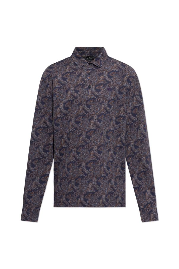 Patterned polo shirt with long sleeves od Etro