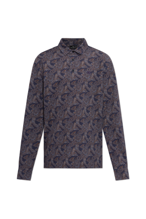 Patterned polo shirt with long sleeves