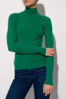 Nanushka GREEN Ribbed top with standing collar