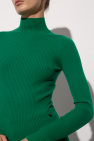 Nanushka GREEN Ribbed top with standing collar