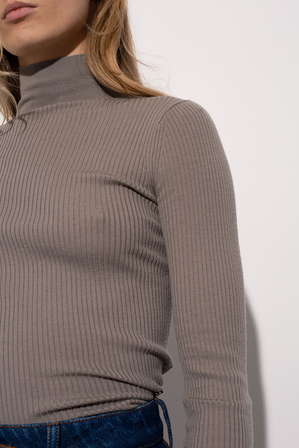 Nanushka Ribbed top with standing collar