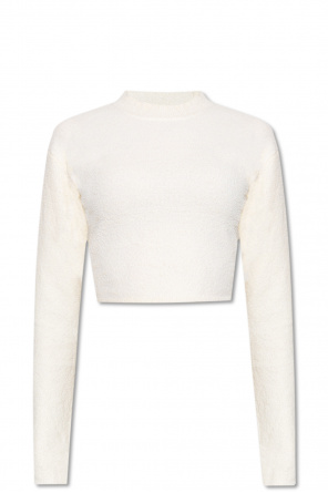 velvet-effect embroidered sweatshirt Marrone