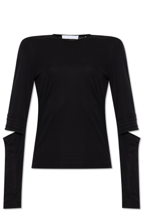 Long-sleeve top with slit